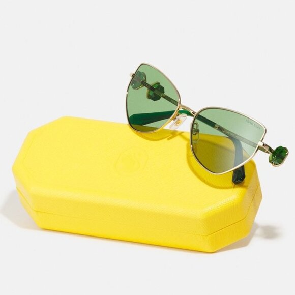 Swarovski Green Lens Gold Frame Cat Eye Sunglasses main image 6
